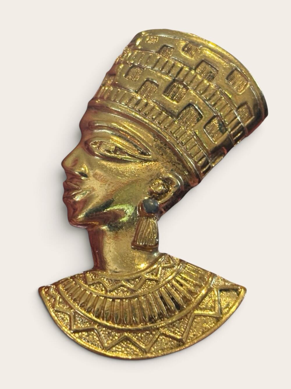 Vintage Avon Egyptian Queen Nefertiti Brooch Pendant Gold Tone Statement
